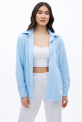 Veste-chemise en molleton boutonnée à l'avant
