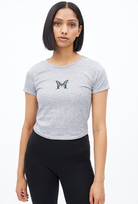 T-shirt court super doux à imprimer graphique papillon