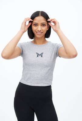 T-shirt court super doux à imprimer graphique papillon