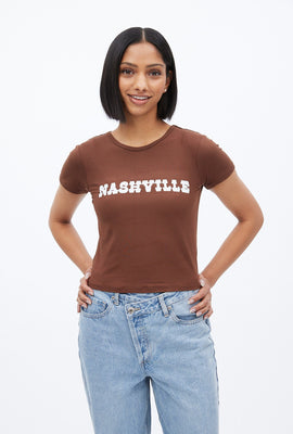 T-shirt court super doux à imprimer graphique Nashville