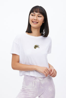Super Soft Sunflower Graphic Boxy Crop Tee