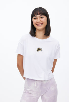 Super Soft Sunflower Graphic Boxy Crop Tee