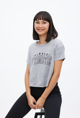 T-shirt super doux coupe court carrée à imprimé graphique Always Optimistic