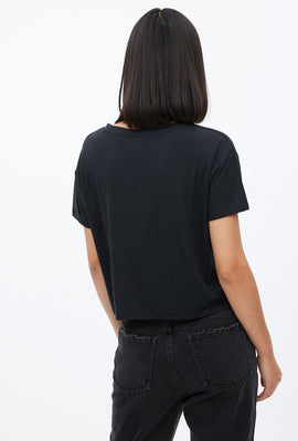 T-shirt super doux coupe court carrée à imprimé graphique Yin et Yang