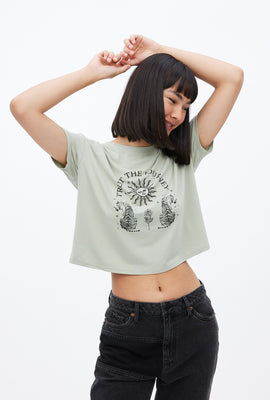 T-shirt super doux coupe court carrée à imprimé graphique Trust The Journey