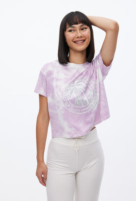 Super Soft Tie Dye Laguna Beach California Graphic Boxy Crop Tee