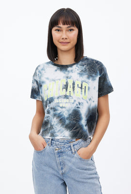 Super Soft Tie Dye Chicago Graphic Boxy Crop Tee