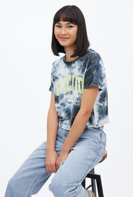 Super Soft Tie Dye Chicago Graphic Boxy Crop Tee