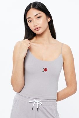 Camisole super douce avec motif brodé et bretelles ultra-minces