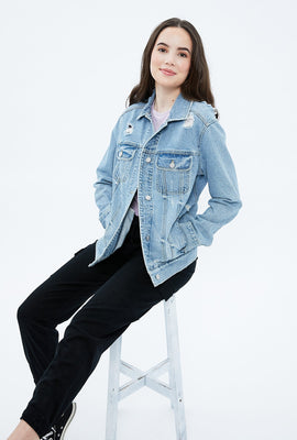 Jacket en denim coupe garçonne