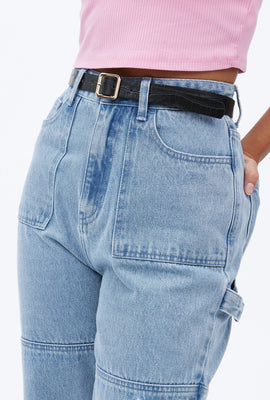 Square Buckle Croc Belt