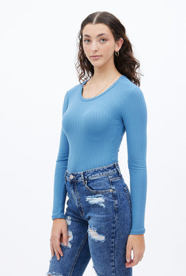 Justaucorps camisole super doux en tricot côtelé et manche longues