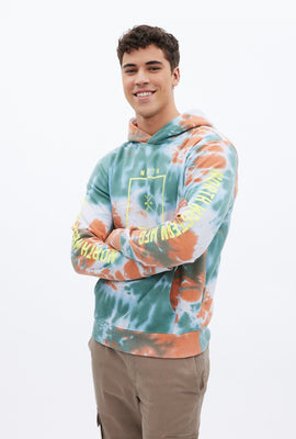 North Western Tie Dye Box Logo Graphic Pullover Hoodie