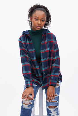 Plaid Shirt with Hood