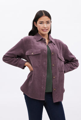 Vest-chemise en velours côtelé boutonnée à l'avant