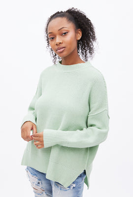 Chandail à enfiler ras du cou surdimensionné en tricot chenille matte