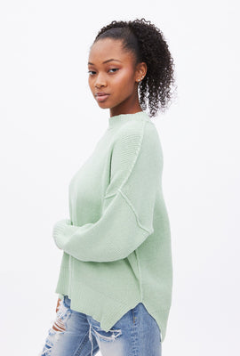 Chandail à enfiler ras du cou surdimensionné en tricot chenille matte