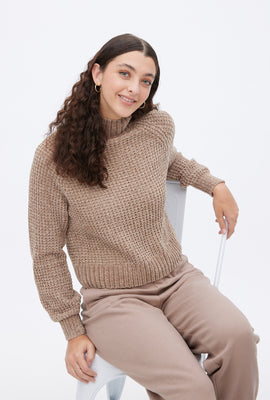 Chenille Mock Neck Pullover Sweater