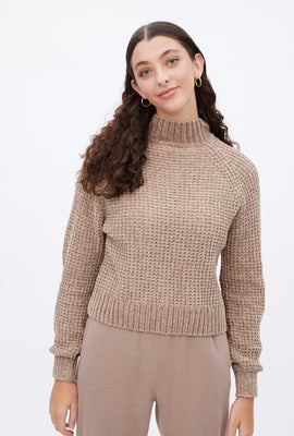 Chenille Mock Neck Pullover Sweater