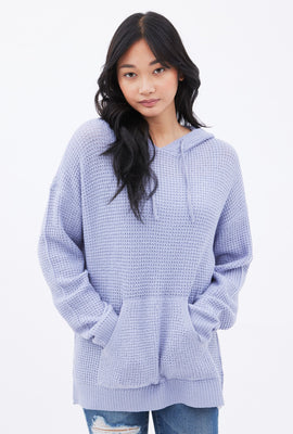 Waffle Knit Pullover Hoodie