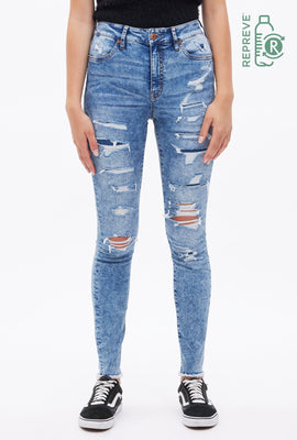 Jegging Emma déchiré et réparé Repreve taille haute