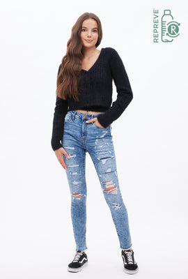 Jegging Emma déchiré et réparé Repreve taille haute