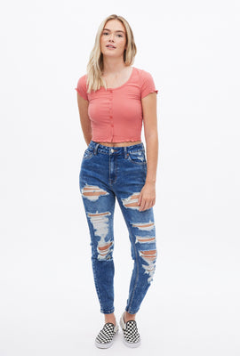 High Rise Stretch Mom Jean