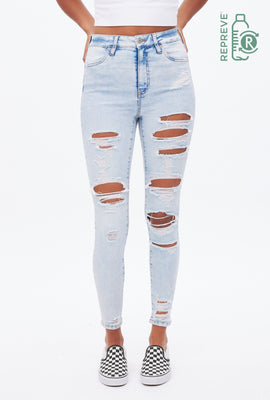 Jegging Emma Repreve déchiré aux chevilles taille haute