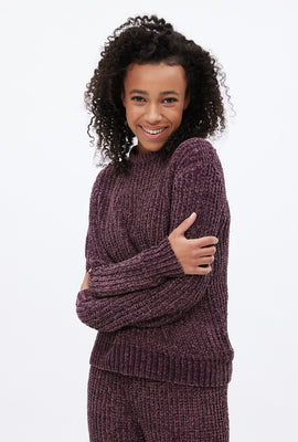 Chenille Crew Neck Pullover Sweater