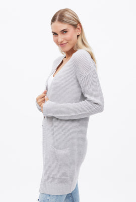 Cardigan mi-long gaufré