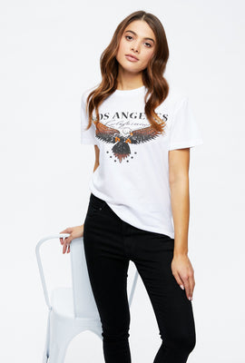 T-shirt coupe garçonne à imprimé graphique Los Angeles California