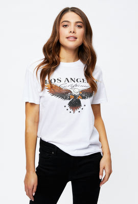 T-shirt coupe garçonne à imprimé graphique Los Angeles California