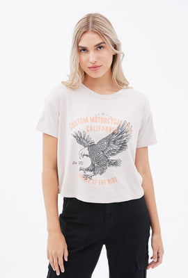 Super Soft California Eagle Graphic Boxy Crop Tee