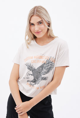 T-shirt coupe écourté carré Super Doux à imprimé aigle Californie