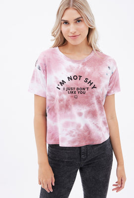 T-shirt coupe écourté carré Super Doux à imprimé I'm Not Shy I Just Don't Like You