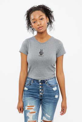 T-shirt Court Super Doux à Imprimé Symbole de la Paix