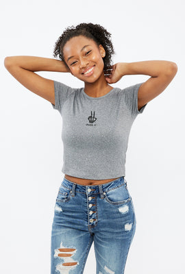 T-shirt Court Super Doux à Imprimé Symbole de la Paix