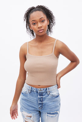 Camisole en tricot pull à col carré coupe court