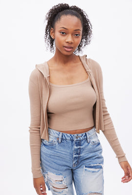 Camisole en tricot pull à col carré coupe court
