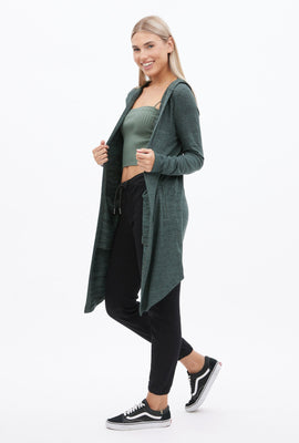 Cardigan châle super doux mi-long à capuchon