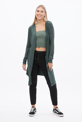 Cardigan châle super doux mi-long à capuchon