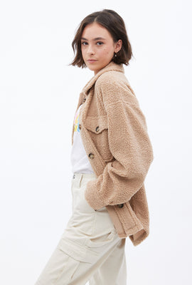 Sherpa Button-Up Shirt Jacket