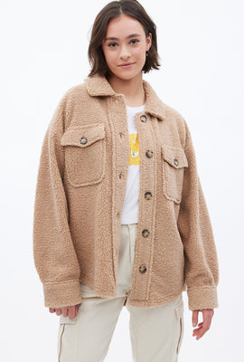 Sherpa Button-Up Shirt Jacket