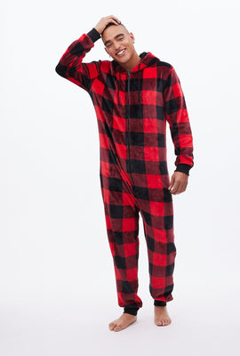 Buffalo Plaid A Little Nice A Little Naughty Graphic Hooded Onesie