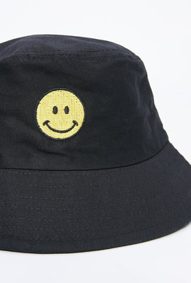 Le Bob North Western délavé en denim avec icône smiley brodé