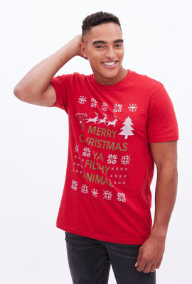 T-shirt à imprimer graphique Merry Christmas Ya Filthy Animal