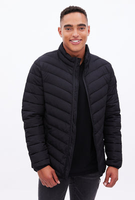 North Western Micro Mock Neck Zip-Up Puffer Jacket