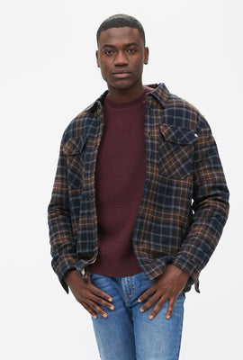Veste-chemise à carreaux doublés en sherpa