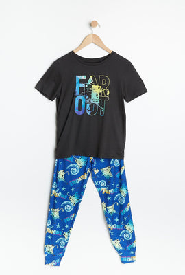 Ensemble-pyjama deux pièces super doux AÉRO pour garçons à imprimé SpongeBob Far Out