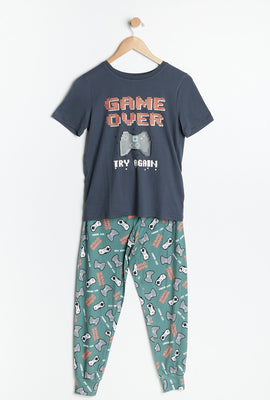 Ensemble-pyjama deux pièces super doux AÉRO pour garçons à imprimé Game Over